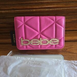 Bebe Fuchsia Quilted Wallet with Logo